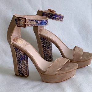 Vince Camuto VC-Nedra Snake Suede Heels